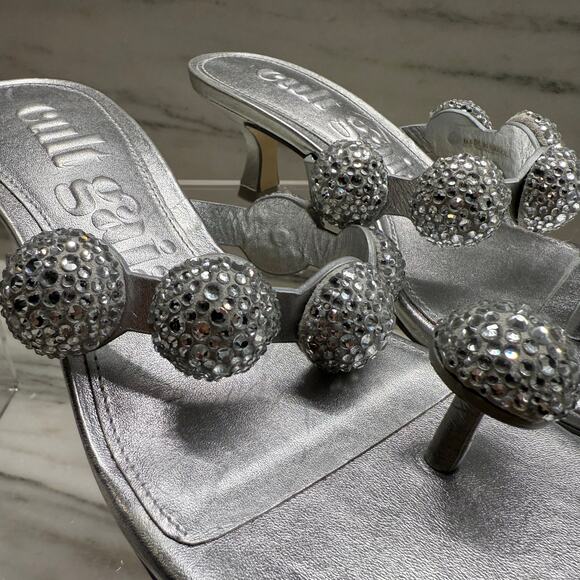 CULT GAIA Sarina Crystal-Embellished Metallic-Leather Sandals SZ 36 - Picture 5 of 11